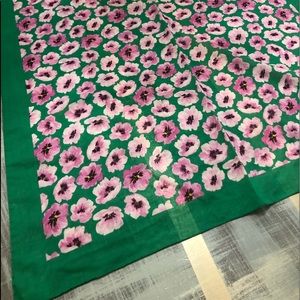 Vintage BROOKS BROTHERS Floral Cotton Scarf 25.5x26.5